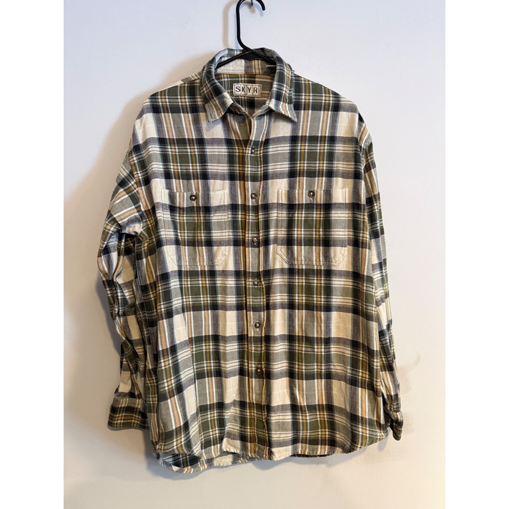 Vintage SKYR Plaid Flannel Long Sleeve Button‎ Up Shirt Men's Size M